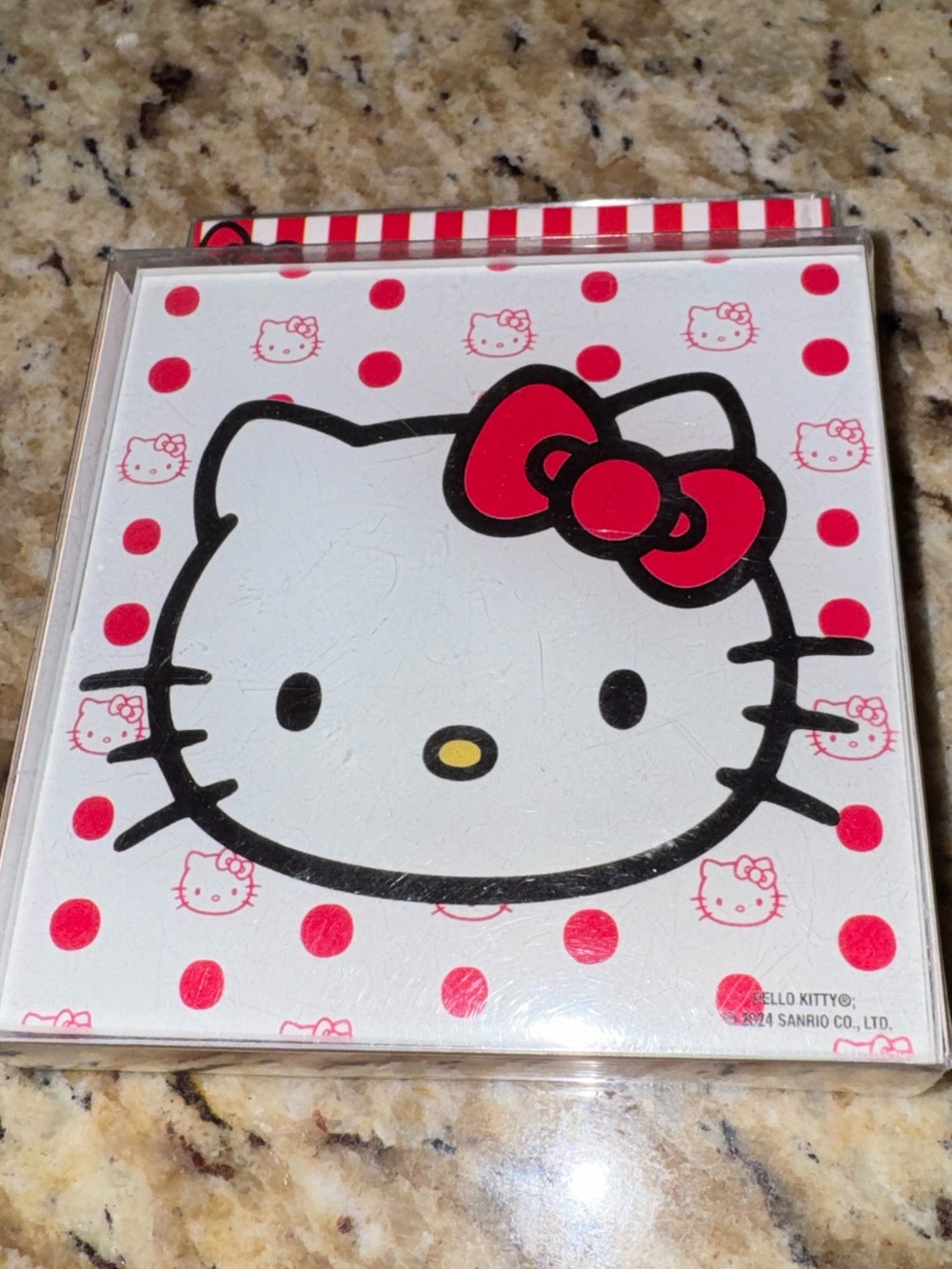 Hello Kitty White & Red Glass coaster set